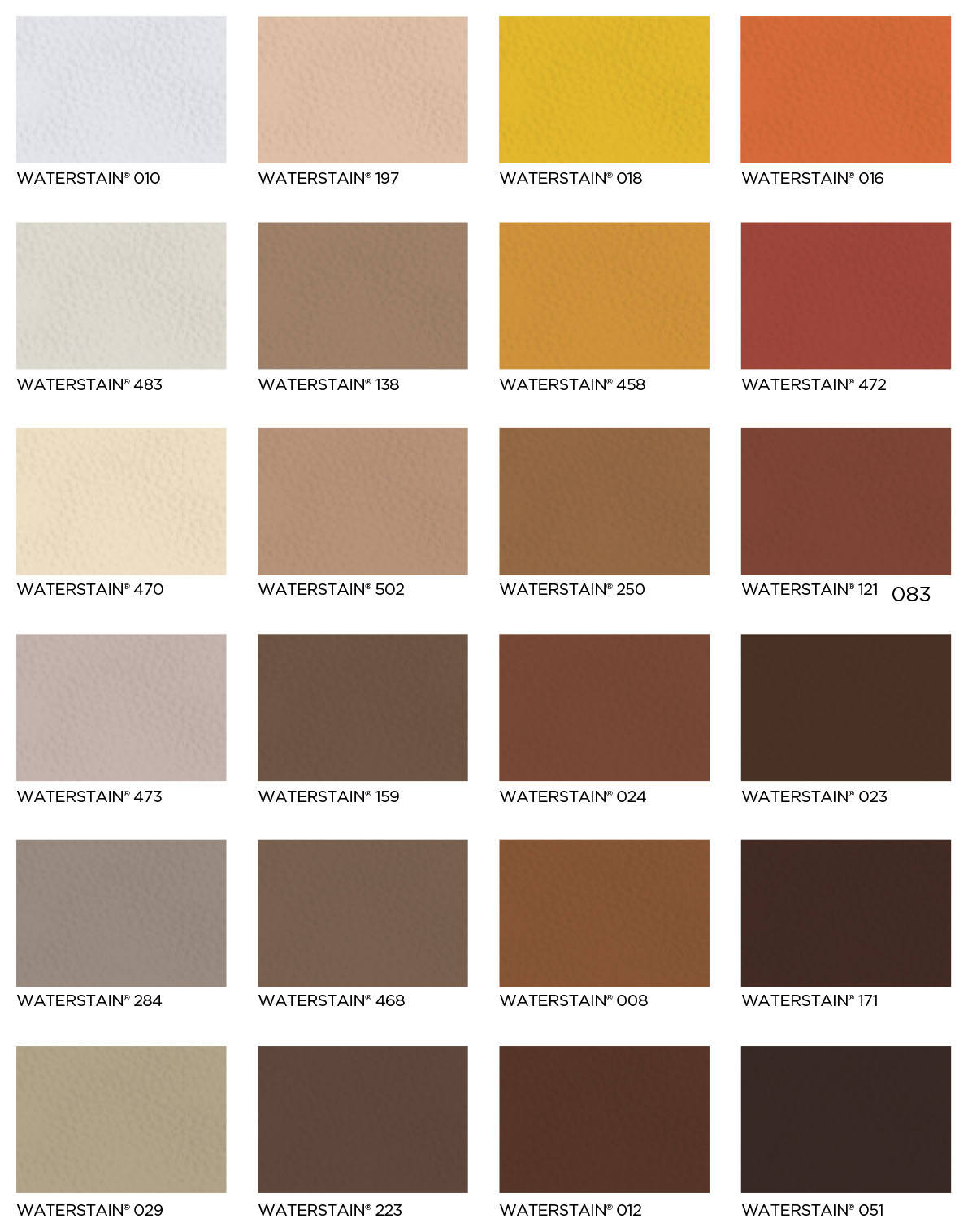 Tabella colori Waterstain Fenice 1