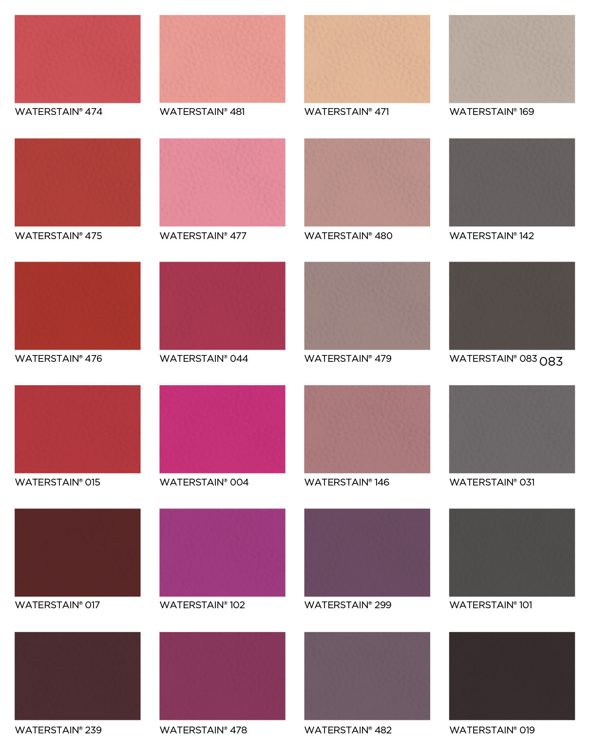 Tabella colori Waterstain Fenice 2